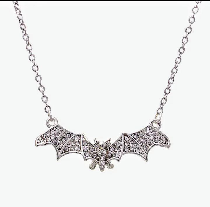 Rhinestone Bat Necklace
