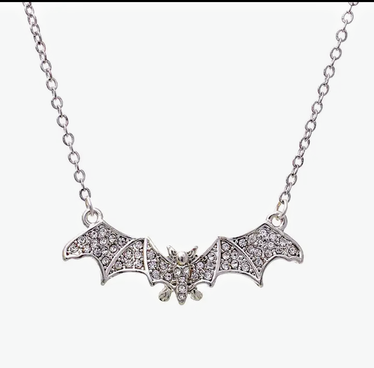 Rhinestone Bat Necklace